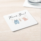 Blue and Pink Watercolor Gender Reveal  Kartonnen Onderzetters (Schuin)