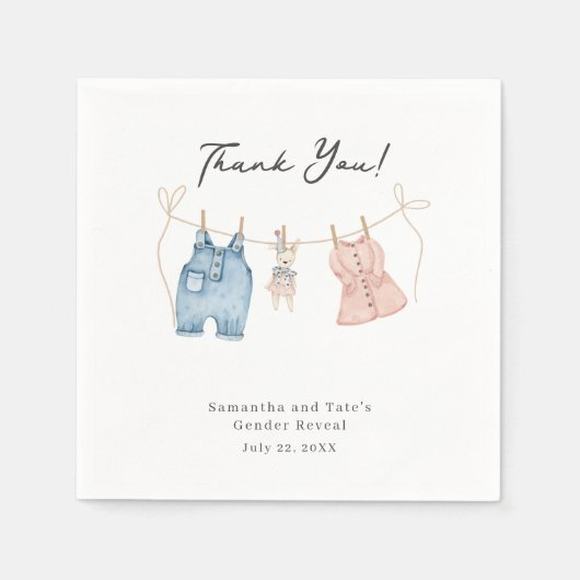 Blue and Pink Watercolor Gender Reveal  Servet (Voorkant)