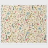 Blue and Pink Wildflowers Delicate Meadow Art Cadeaupapier (Vlak)