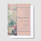 Blue and Purple Floral Framed  Wedding Vellum Uitnodigingen (Offset)
