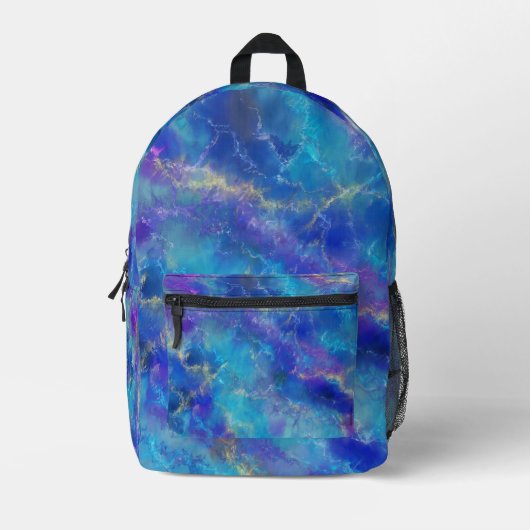 Blue And Purple Marble Pattern Bedrukte Rugzak (Voorkant)