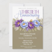 Blue and Purple Peony 30th Wedding Anniversary Kaart (Voorkant)