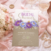 Blue and Purple Peony Bridal Shower Kaart