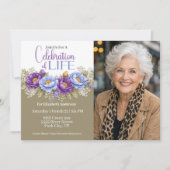 Blue and Purple Peony Celebration Of Life Kaart (Voorkant)