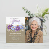 Blue and Purple Peony Celebration Of Life Kaart (Staand voorkant)