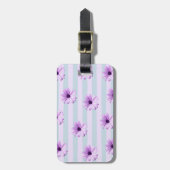 blue and purple striped daisy pattern bagagelabel (Voorkant verticaal)