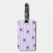 blue and purple striped daisy pattern bagagelabel (Achterkant verticaal)