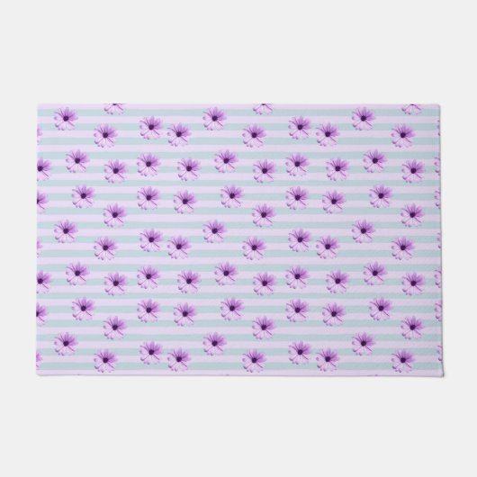 blue and purple striped daisy pattern deurmat (Voorkant)