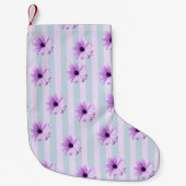 blue and purple striped daisy pattern kleine kerstsok (Voorkant)