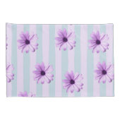 blue and purple striped daisy pattern kussensloop (Achterkant-Rechts)