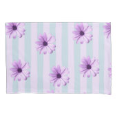 blue and purple striped daisy pattern kussensloop (Voorkant-Links)