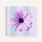 blue and purple striped daisy pattern notitieboek (Voorkant)