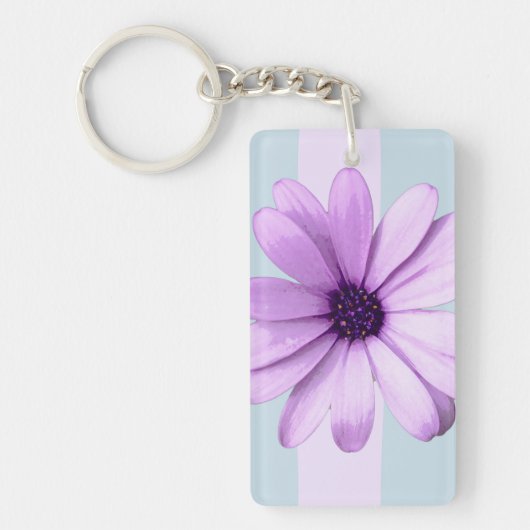 blue and purple striped daisy pattern sleutelhanger (Voorkant)