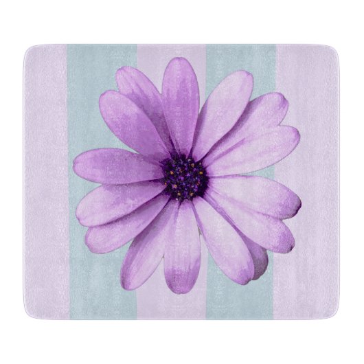 blue and purple striped daisy pattern snijplank (Voorkant)