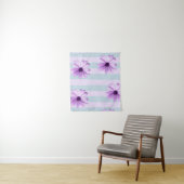 blue and purple striped daisy pattern wandkleed (In situ)
