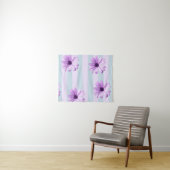 blue and purple striped daisy pattern wandkleed (In Situ (horizontaal))
