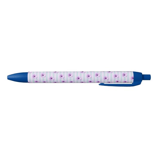 blue and purple striped daisy pattern zwarte inkt pen (Bodem)