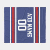 Blue and Red Jersey Stripes Custom Name Number Fleece Deken (Voorkant (Horizontaal))