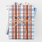 Blue and Red Plaid / Stripe Gift Wrap Inpakpapier Vel (In situ)