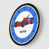 Blue and Red Race Car Custom Kid's Grote Klok (Hoek)