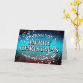Blue and red snowy Christmas card Kaart (Gele Bloem)