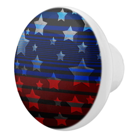 Blue and Red Stars and Stripes USA Patriotic Keramische Knop (Rechts)