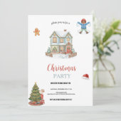 blue and red the christmas in the snow house kaart (Staand voorkant)