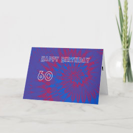 Blue and Red Tie Dye 60th Happy Birthday Kaart