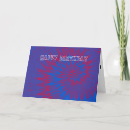 Blue and Red Tie Dye Happy Birthday Kaart