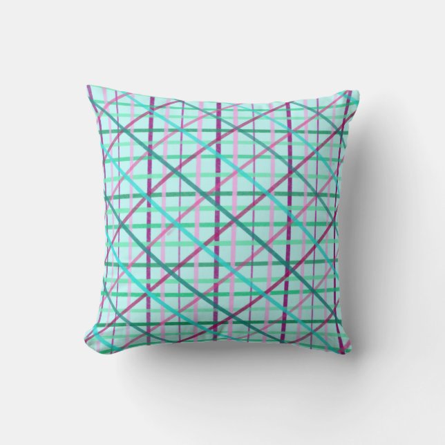 Blue and Roos Checkered Pattern Kussen (Voorkant)