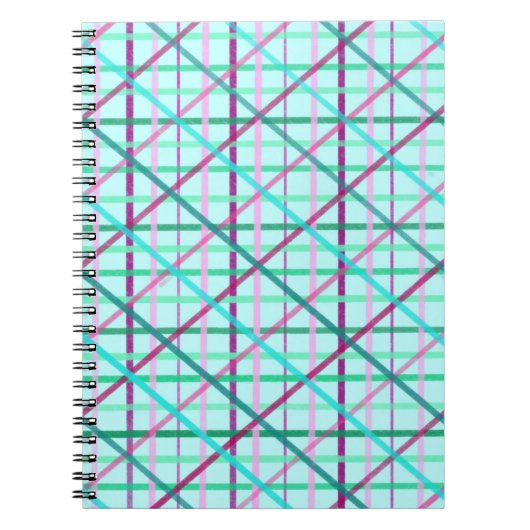 Blue and Roos Checkered Pattern Notitieboek (Voorkant)