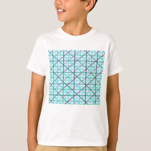 Blue and Roos Checkered Pattern T-shirt (Voorkant)
