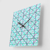 Blue and Roos Checkered Pattern Vierkante Klok (Hoek)