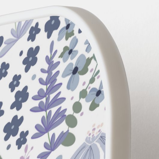 Blue and Sage Green Wildflower Pattern  Pickleball Paddle (Links Detail)