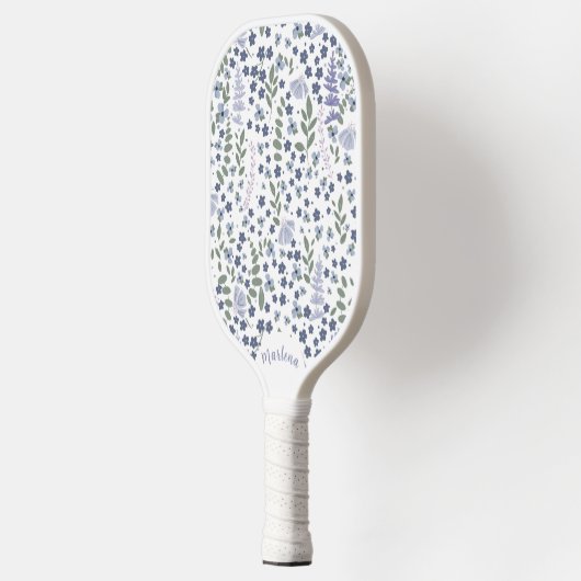 Blue and Sage Green Wildflower Pattern  Pickleball Paddle (Links)