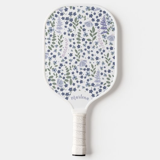 Blue and Sage Green Wildflower Pattern  Pickleball Paddle (Achterkant)