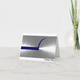 Blue and Silver Brushed Metal Bedankkaart