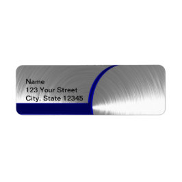 Blue and Silver Brushed Metal Etiket