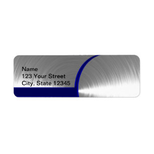 Blue and Silver Brushed Metal Etiket