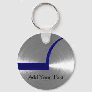 Blue and Silver Brushed Metal Sleutelhanger