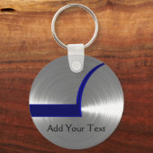 Blue and Silver Brushed Metal Sleutelhanger (Voorkant)