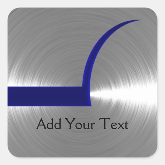 Blue and Silver Brushed Metal Vierkante Sticker (Voorkant)