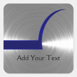 Blue and Silver Brushed Metal Vierkante Sticker