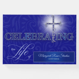 Blue and Silver Cross Celebration of Life Photo Gastenboek