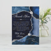 Blue and Silver Faux Glitter Agate Bridal Shower Bedankkaart (Staand voorkant)
