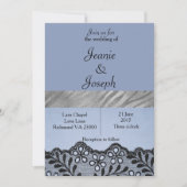 Blue and Silver Faux Lace Wedding Invitation Kaart (Voorkant)