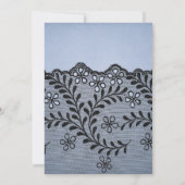 Blue and Silver Faux Lace Wedding Invitation Kaart (Achterkant)
