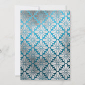 Blue and Silver Floral Border Vrijgezellenfeest Kaart (Achterkant)