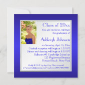 Blue and Silver Floral Photo Afstuderen Invitation Kaart (Achterkant)