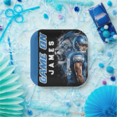 Blue and Silver Football Themed Party Plate Papieren Bordje (Feest)